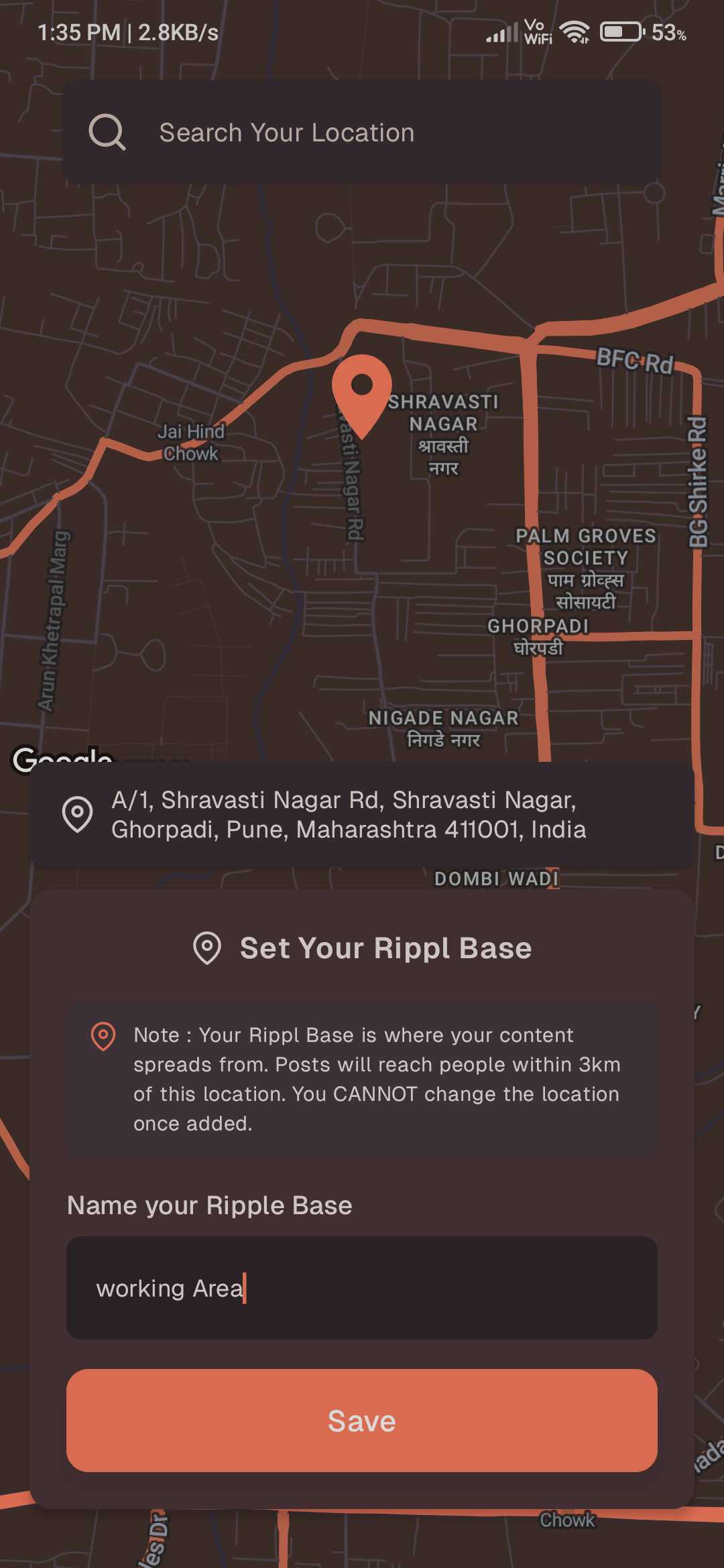 Set up your base Map screen - Mobile View